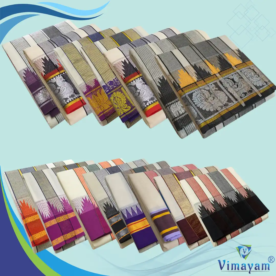 VAISHNAVA DHOTI HALF WHITE – HALF WHITE DHOTIES | Vimayam Dhoties